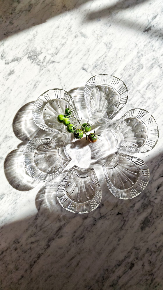 Image 1 of 6x vintage glass shell / oyster plates