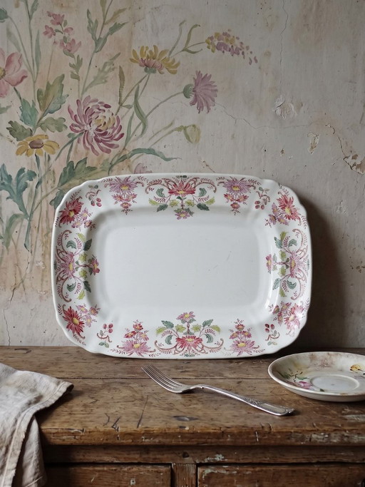 Grand Plat de Service Ancien Longchamp Pâquerettes Terre de Fer Polychrome – servies, Ceramic (photo 2 of 14)