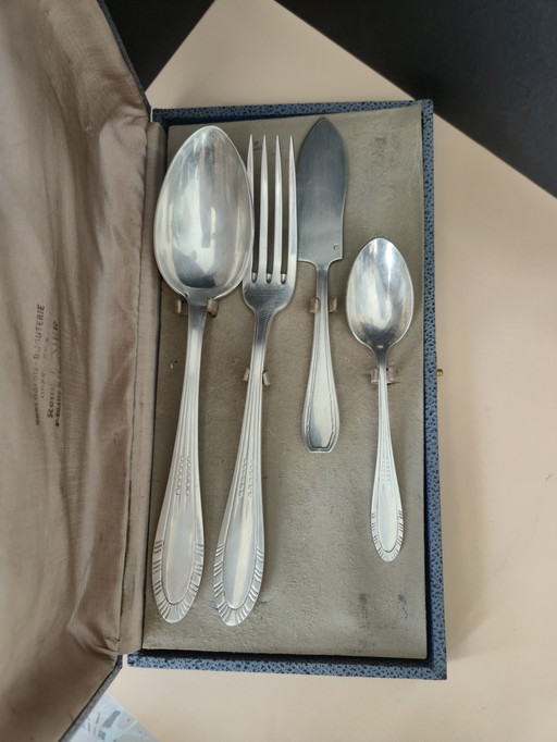 Antique silver-plated cutlery box - hallmark 8★4 - with jewelry case