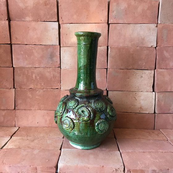 Image 1 of Tamegroute Glazed Earthenware Pottery Vase