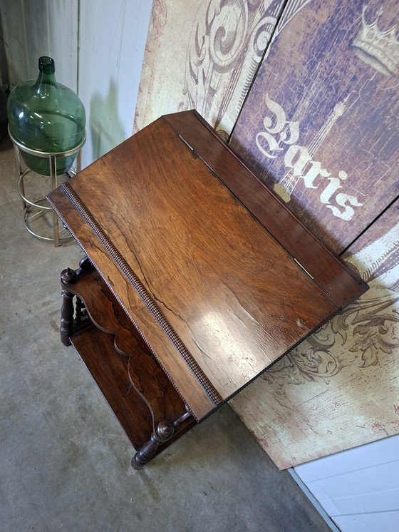 Image 1 of Antique lectern writing table secretary, beautiful carving Victorian style dimensions 58x37cm and 92cm high.