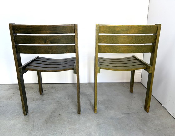 Vintage Wilkhahn stackable dining chair, green stained wood, Germany, 1970s (photo 5 of 9)