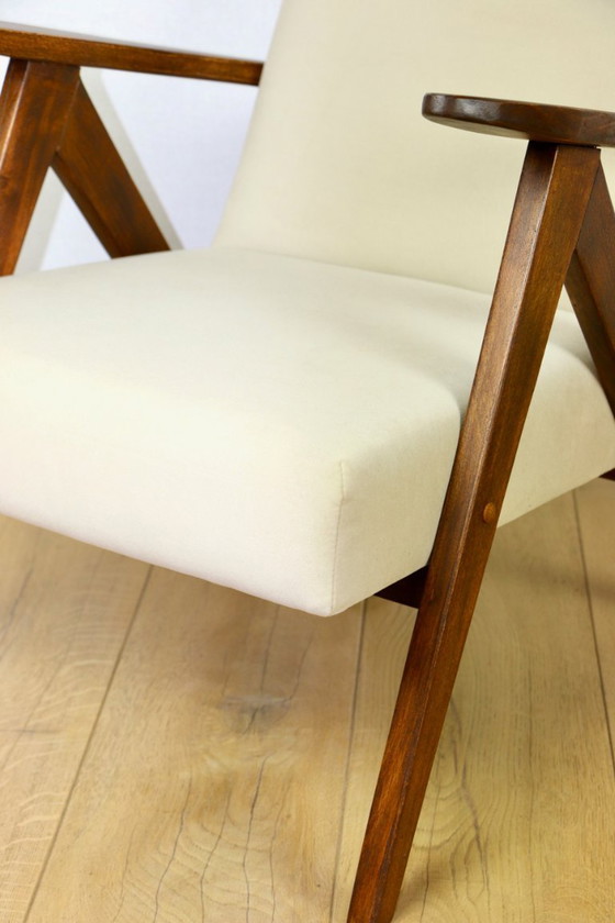 Image 1 of Vintage armchair B-310 VAR beige velvet from the Jade series - 2 pieces available