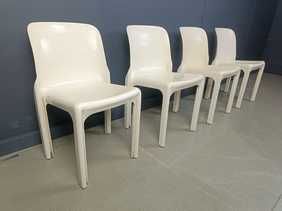 Image 1 of Set of 4 Selene Dining Chairs by Vico Magistretti for Artemide, 1970s