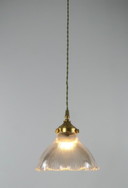 Vintage Franse Holophane Hanglamp Glas 