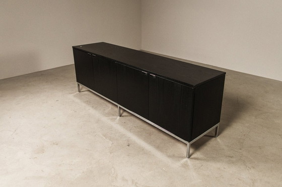 Image 1 of Florence Knoll sideboard in black oak and chrome for Knoll International, 1960s