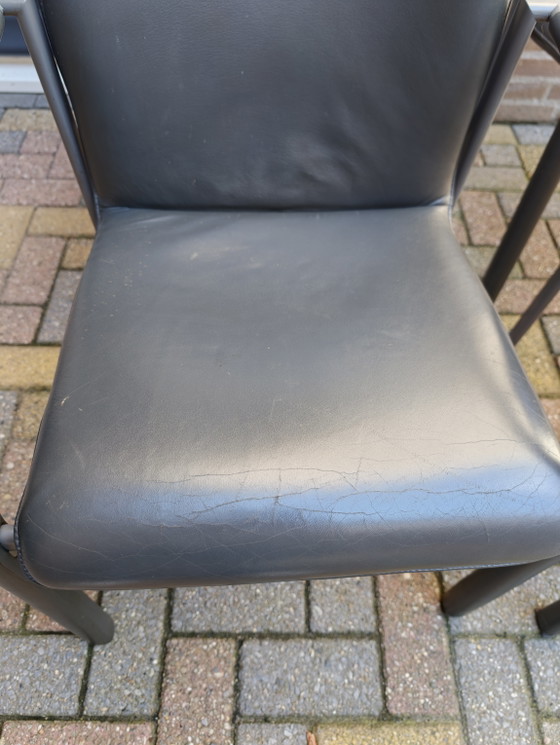 4 Leolux Cimaronne Sedie da pranzo in pelle grigia – Leather, Metal (photo 8 of 14)