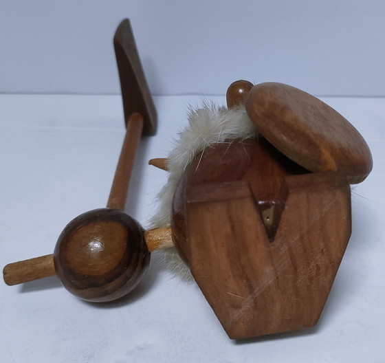 Image 1 of Three Wooden Vikings Scandinavian Design 70's