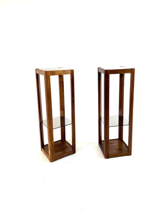 Supporto per piante vintage in teak e vetro fumé, Uldum Møbelfabrik anni '60 – Porta piante, Glass, Wood (photo 2 of 11)
