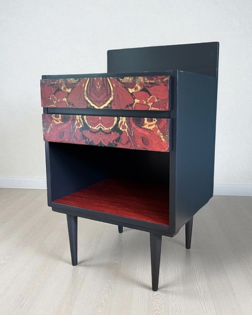 Vintage cabinet upholstered with beautiful print
