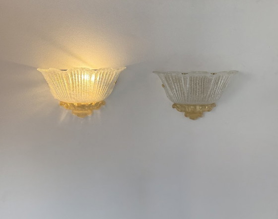 Een paar vintage, geperste wandlampen van Murano-glas, Italië 1980. – Murano Glass (photo 9 of 12)