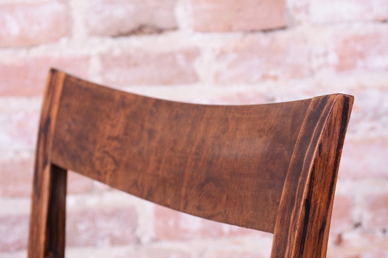 Set of Six Original Art Deco Chairs, Walnut, Revived Polish, Czech, 1920s, Dining chairs, Textile, Wood (photo 13 of 14)