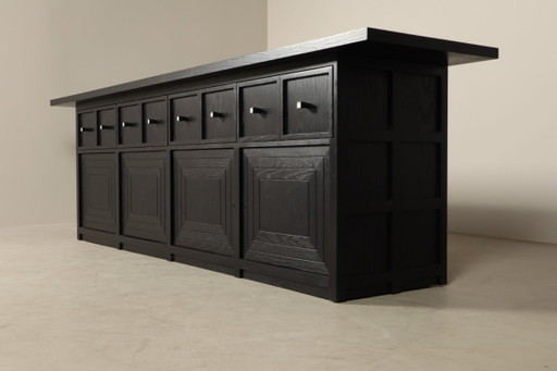 Monumental Architectural Sideboard in Ebonized Wood, Belgium, 1990s