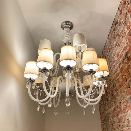 Lampadario di design italiano in cristallo Italamp Lenoir White 10+5 – kroonluchters, Glass, Crystal