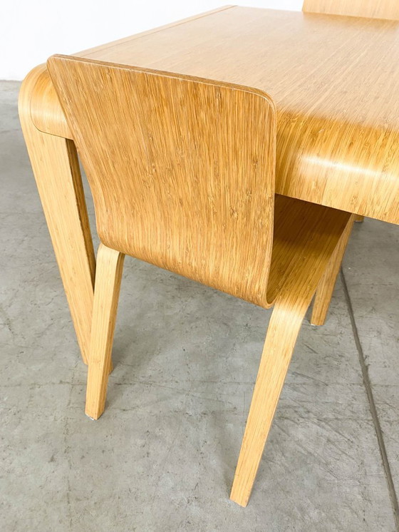 Image 1 of Bamboo Dining Set Table and Chairs by Henrik Tjaerby for Artek Studio, Set of 5