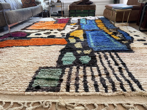Image 1 of Tappeto vintage astratto in lana – 354 × 268 cm – pezzo unico fatto a mano a pelo lungo