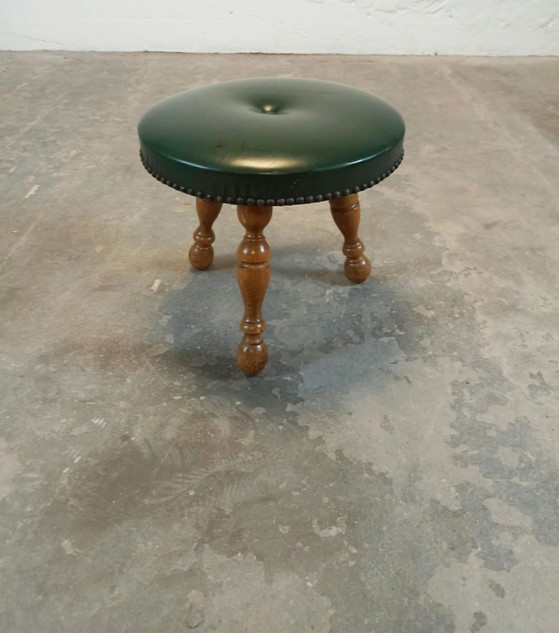 Vintage tripod vinyl stool – Skai, Wood (photo 11 of 13)