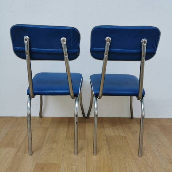 Image 1 of Sedie vintage Mid-Century in tubo cromato e similpelle, sedie da pranzo