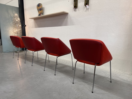 Image 1 of 4 Leolux Mobius Dining Room Chairs Red Leather