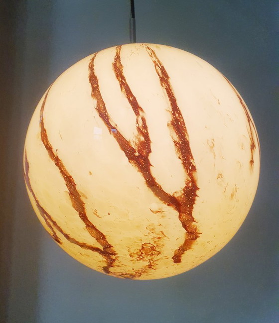 Image 1 of Art Deco vintage pendant lamp made of marbled glass