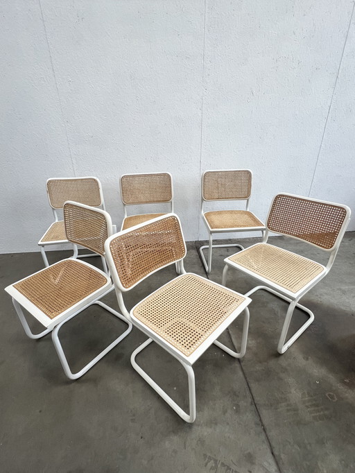 Sechs Vintage Cesca Design Stühle, weißes Finish, 1980er Jahre