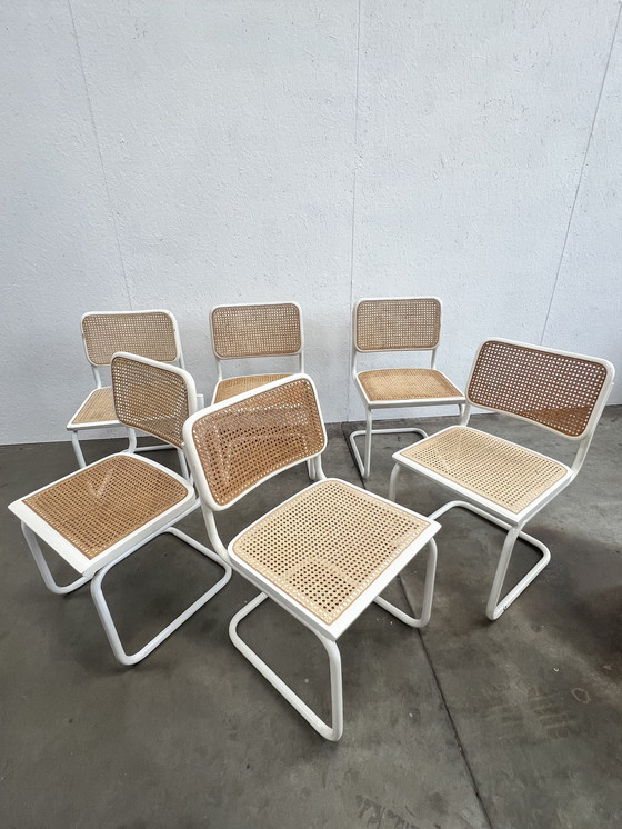 Image 1 of Six Vintage Cesca Design Chairs, White Finish, 1980's