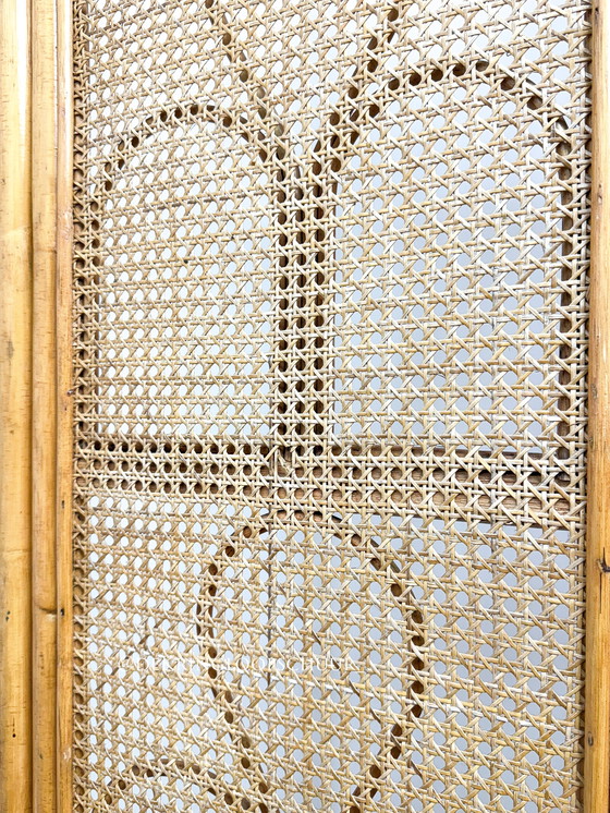 Image 1 of Divisorio per ambienti in vimini e bambù intrecciati in rattan vintage
