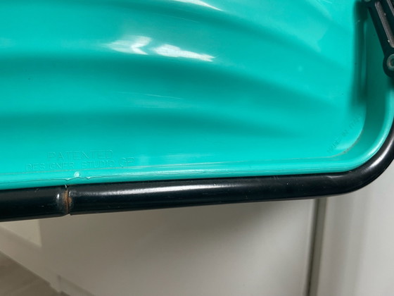 Vintage Italian Folding Chair Studio G.P., 80s Pop Art, Plastic, Metal, Turquoise (photo 6 of 7)
