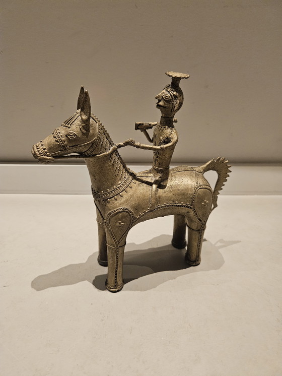 Image 1 of Bastar tribale kunst Dhorka messing paard en ruiter