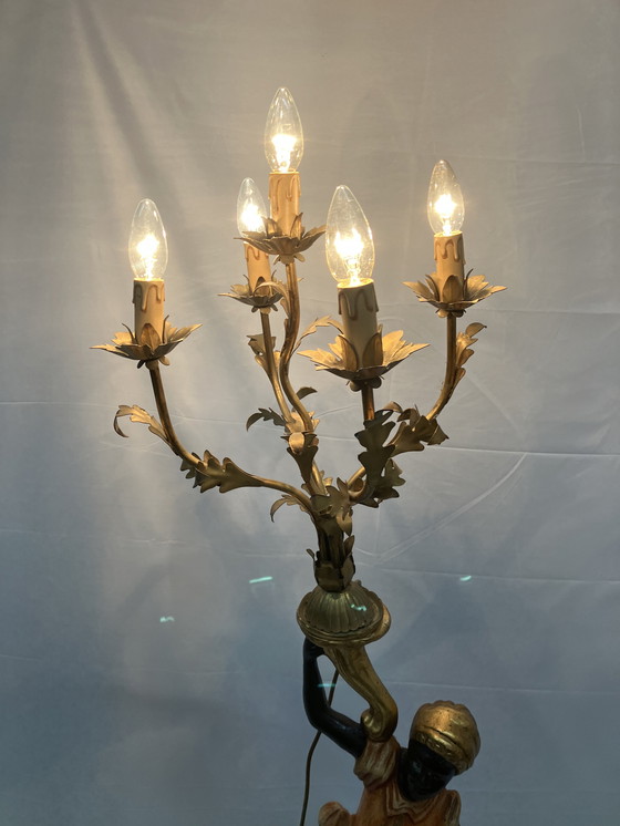 Image 1 of Beautiful Venetian Blackamoor Torchère Floor Lamp