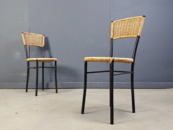 Image 1 of Vintage wicker dining chairs, 1980s - set of 4