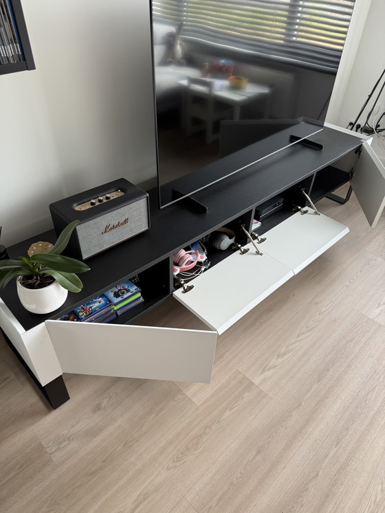 TV Cabinet With 2 Hinged Doors And 2 Drop-Down Doors – TV furniture, Wood (photo 2 of 5)