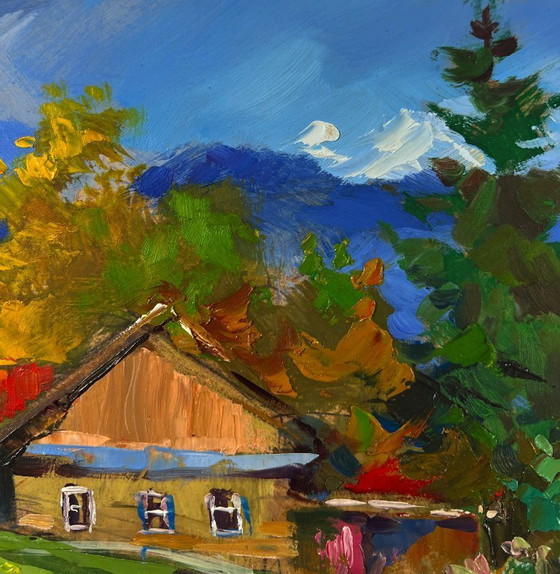 Image 1 of Original Oil Painting Rural Life Landscape Path to the Village
