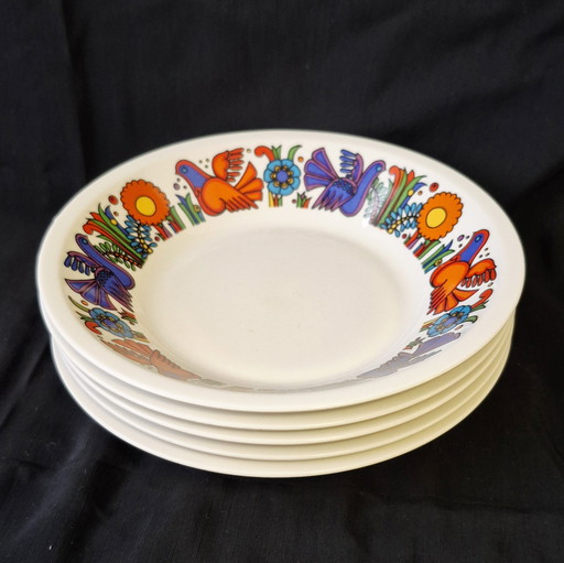 5 platos hondos Acapulco Villeroy & Boch 21 cm logotipo azul