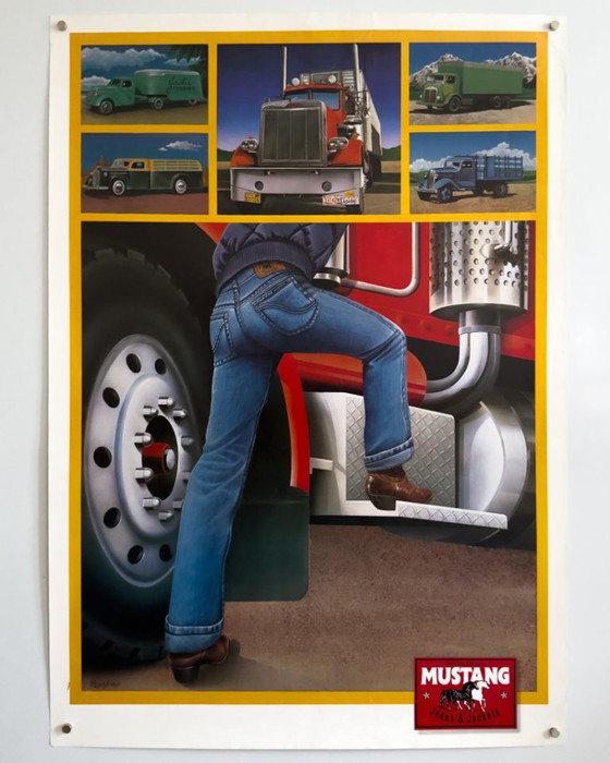 Image 1 of Mustang Jeans & Jackets "Trucks" – c. 1980s – Original vintage A1 Poster | 84.1 × 59.4 cm | Germany