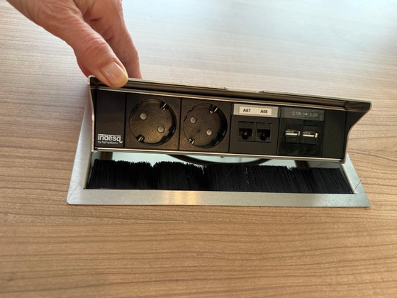 Image 1 of Vergader set Eames: Segmented table + 6 stoelen EA108