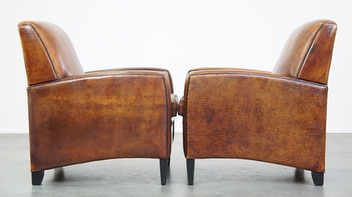 2 X Armchair Gemaakt Van Schapenleer 