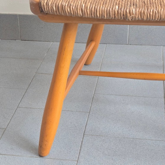 Image 1 of FAUTEUIL VINTAGE DE ARNO LAMBRECHT POUR WKS MOBEL 1950 EN HETRE & JONC 50S 1950S