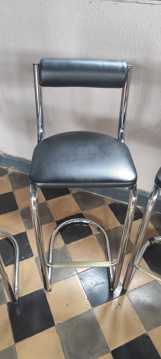 Image 1 of Set of 4 vintage bar stools, 1980