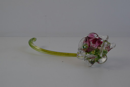 Sculpture rose en verre soufflé à la main, Tchécoslovaquie, années 1970
