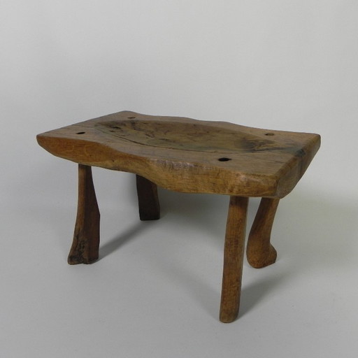 Tabouret vintage en tronc de chêne, années 1960
