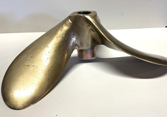 Antique Marine Three-Blade Boat Propeller Solid Bronze Early 1900s Collector, Decorative Objects, Gold (photo 4 of 12)