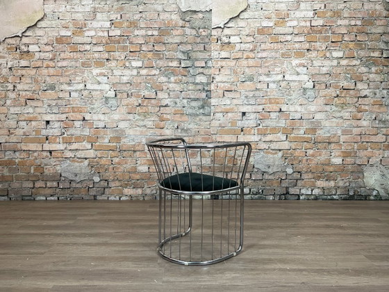 Vintage Wire Chair Set of 4 – Chrome/Black | Space Age – Dining chairs, Textile (photo 8 of 17)