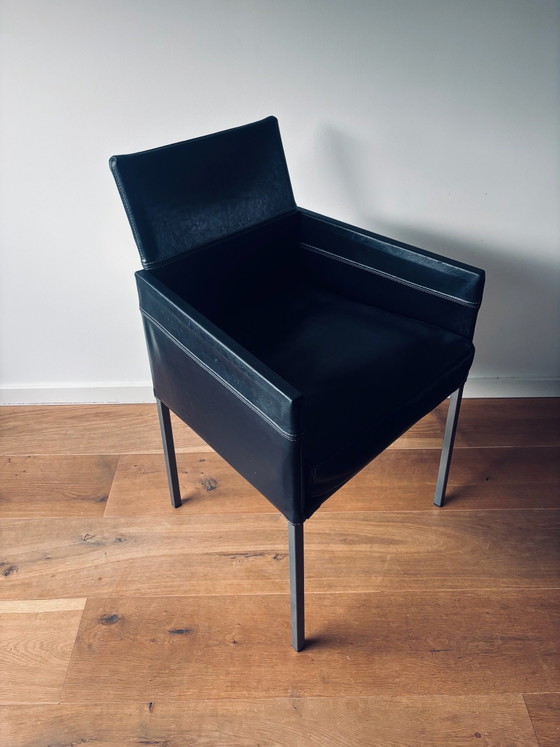 4x KFF Texas Sedie da pranzo – pelle nera con gambe in acciaio inossidabile – Metallo (photo 9 of 15)