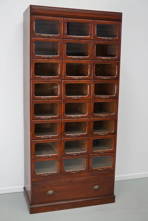 Armario de mercería inglés con cajones de cristal, circa 1930