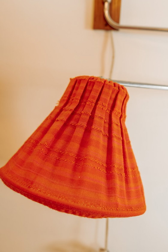 Image 1 of Vintage Mid-Century zwenk-arm wandlamp – Teakhout & chroom