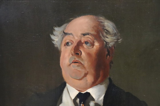 Image 1 of Pintura al óleo sobre lienzo, Retrato del Sr. Minney, siglo XX