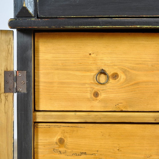 Credenza in pino con 5 cassetti, circa 1900 – Credenze, Wood, Brass, Vintage (photo 6 of 12)