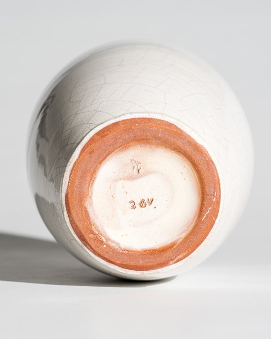 Image 1 of Richard Bampi Crackle Glaze Ceramic Vase Model 204 – Kandern Studio Pottery, Germany, Circa 1945–1955