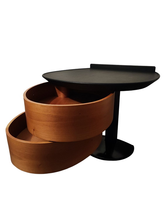 Image 1 of Pair of Postmodern Italian Nightstands by EmmeBi – 360° Rotating Drawers – 1980s